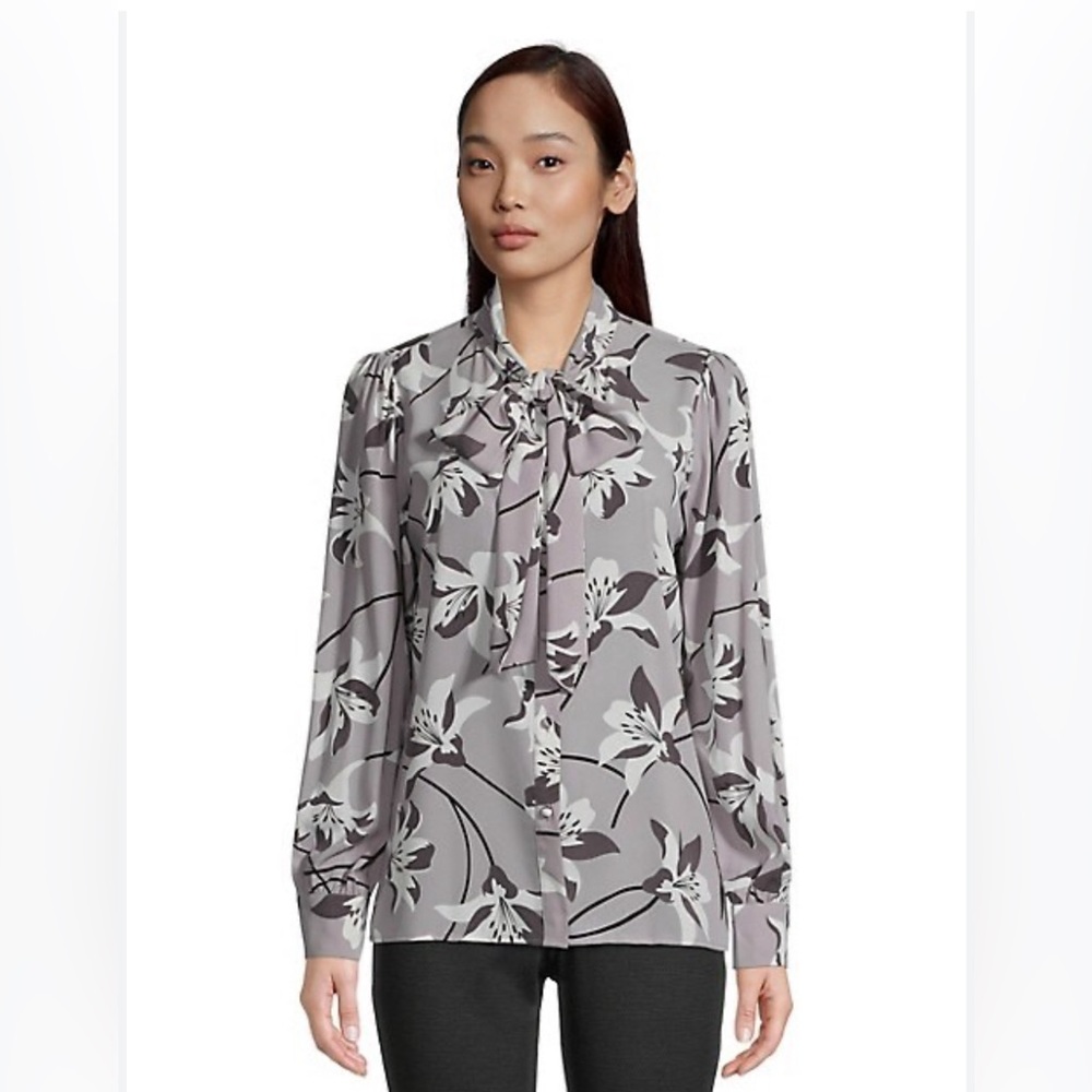 Calvin Klein Neckline Bow Blouse